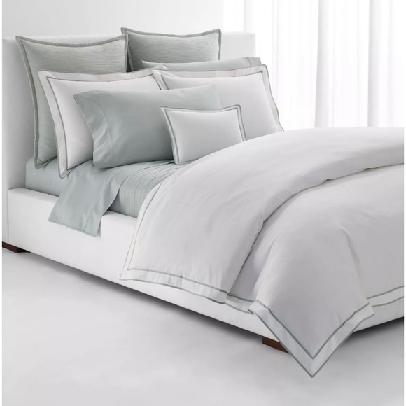 Ralph Lauren Spencer /Queen Duvet Cover Full Queen White Sage Border